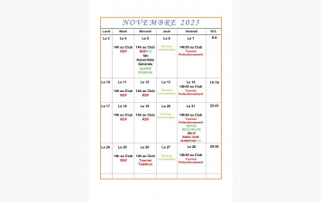 Le programme du mois