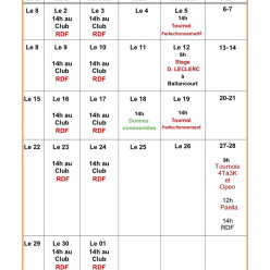 Le programme du mois